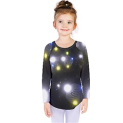 Abstract Dark Spheres Psy Trance Kids  Long Sleeve Tee