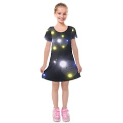 Abstract Dark Spheres Psy Trance Kids  Short Sleeve Velvet Dress