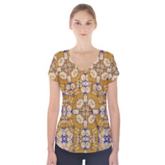 Abstract Elegant Background Card Short Sleeve Front Detail Top