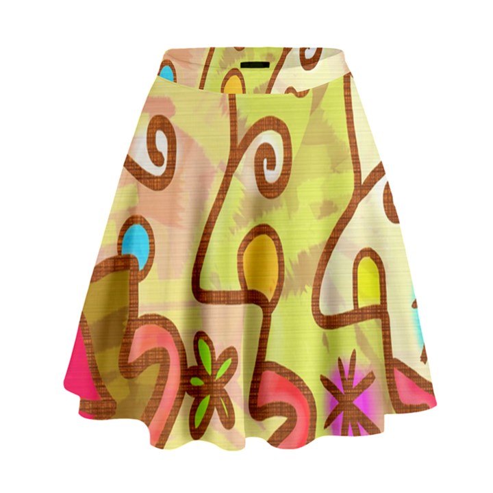 Abstract Faces Abstract Spiral High Waist Skirt