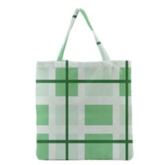 Abstract Green Squares Background Grocery Tote Bag