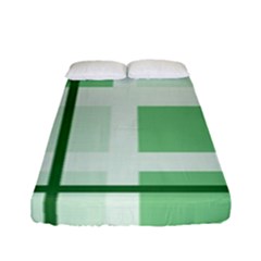 Abstract Green Squares Background Fitted Sheet (full/ Double Size)