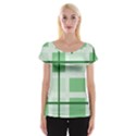 Abstract Green Squares Background Women s Cap Sleeve Top View1