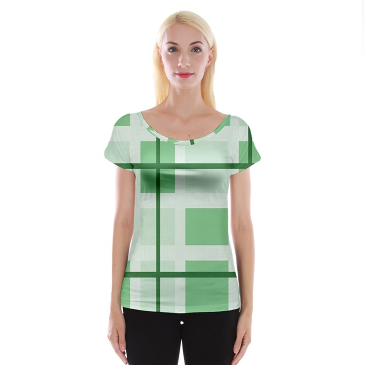 Abstract Green Squares Background Women s Cap Sleeve Top