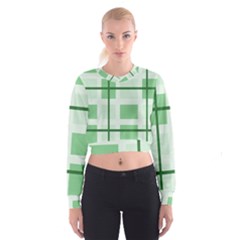 Abstract Green Squares Background Women s Cropped Sweatshirt