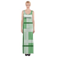 Abstract Green Squares Background Maxi Thigh Split Dress by Amaryn4rt