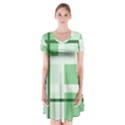 Abstract Green Squares Background Short Sleeve V-neck Flare Dress View1