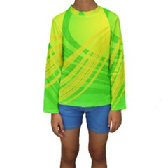 Abstract Green Yellow Background Kids  Long Sleeve Swimwear by Amaryn4rt