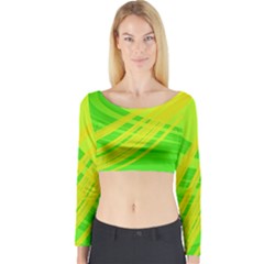 Abstract Green Yellow Background Long Sleeve Crop Top