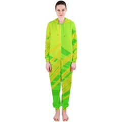 Abstract Green Yellow Background Hooded Jumpsuit (ladies) 