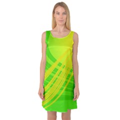 Abstract Green Yellow Background Sleeveless Satin Nightdress