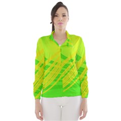 Abstract Green Yellow Background Wind Breaker (women)