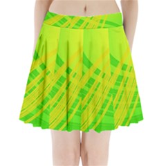 Abstract Green Yellow Background Pleated Mini Skirt