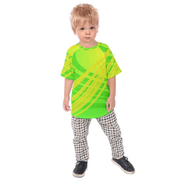 Abstract Green Yellow Background Kids  Raglan Tee