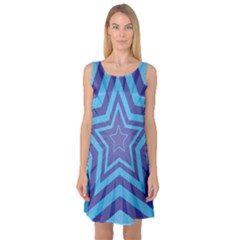 Abstract Starburst Blue Star Sleeveless Satin Nightdress