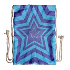 Abstract Starburst Blue Star Drawstring Bag (large)