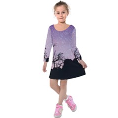 Arches National Park Night Kids  Long Sleeve Velvet Dress