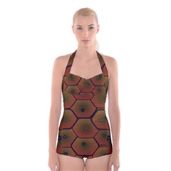 Art Psychedelic Pattern Boyleg Halter Swimsuit 