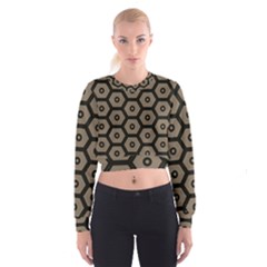 Black Bee Hive Texture Women s Cropped Sweatshirt