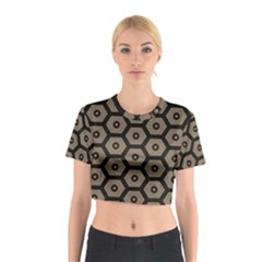 Black Bee Hive Texture Cotton Crop Top by Amaryn4rt