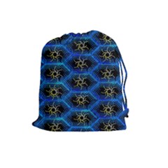 Blue Bee Hive Drawstring Pouches (large) 