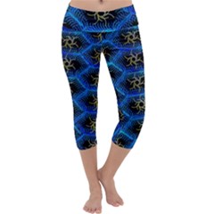 Blue Bee Hive Capri Yoga Leggings