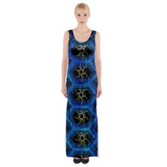 Blue Bee Hive Maxi Thigh Split Dress by Amaryn4rt