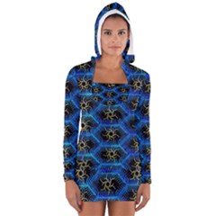 Blue Bee Hive Women s Long Sleeve Hooded T-shirt by Amaryn4rt