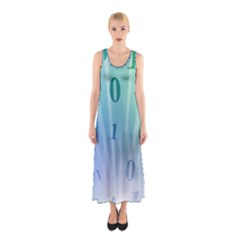 Blue Binary Background Binary World Binary Flow Hand Sleeveless Maxi Dress