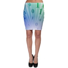 Blue Binary Background Binary World Binary Flow Hand Bodycon Skirt