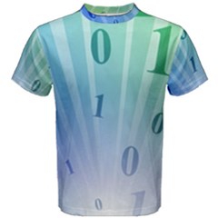 Blue Binary Background Binary World Binary Flow Hand Men s Cotton Tee by Amaryn4rt