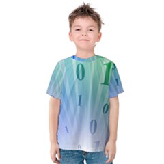 Blue Binary Background Binary World Binary Flow Hand Kids  Cotton Tee