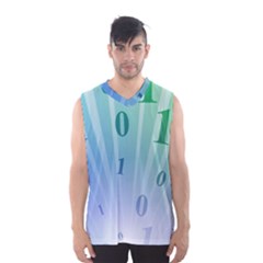 Blue Binary Background Binary World Binary Flow Hand Men s Basketball Tank Top