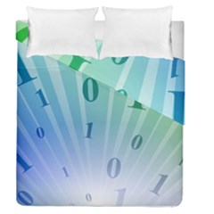 Blue Binary Background Binary World Binary Flow Hand Duvet Cover Double Side (queen Size)