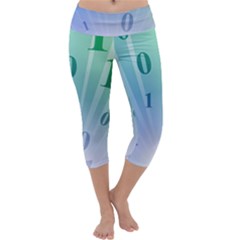 Blue Binary Background Binary World Binary Flow Hand Capri Yoga Leggings