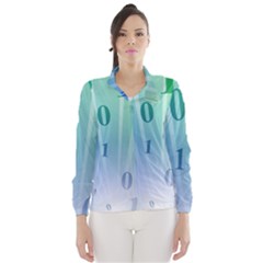 Blue Binary Background Binary World Binary Flow Hand Wind Breaker (women)