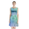 Blue Binary Background Binary World Binary Flow Hand Sleeveless Chiffon Waist Tie Dress View1