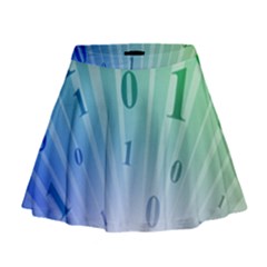 Blue Binary Background Binary World Binary Flow Hand Mini Flare Skirt