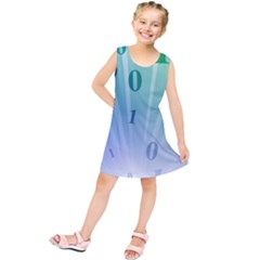 Blue Binary Background Binary World Binary Flow Hand Kids  Tunic Dress