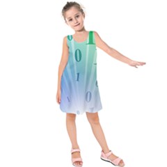 Blue Binary Background Binary World Binary Flow Hand Kids  Sleeveless Dress