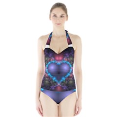 Blue Heart Halter Swimsuit