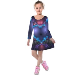 Blue Heart Kids  Long Sleeve Velvet Dress by Amaryn4rt