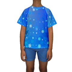 Blue Hot Pattern Blue Star Background Kids  Short Sleeve Swimwear by Amaryn4rt