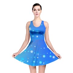 Blue Hot Pattern Blue Star Background Reversible Skater Dress