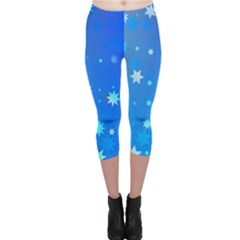 Blue Hot Pattern Blue Star Background Capri Leggings  by Amaryn4rt