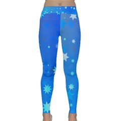 Blue Hot Pattern Blue Star Background Classic Yoga Leggings by Amaryn4rt