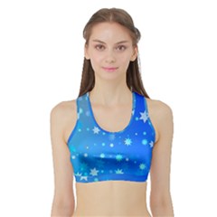 Blue Hot Pattern Blue Star Background Sports Bra With Border