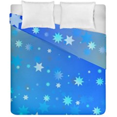 Blue Hot Pattern Blue Star Background Duvet Cover Double Side (california King Size)