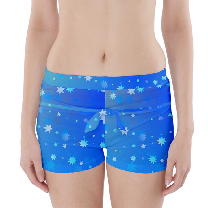 Blue Hot Pattern Blue Star Background Boyleg Bikini Wrap Bottoms