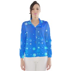 Blue Hot Pattern Blue Star Background Wind Breaker (women)